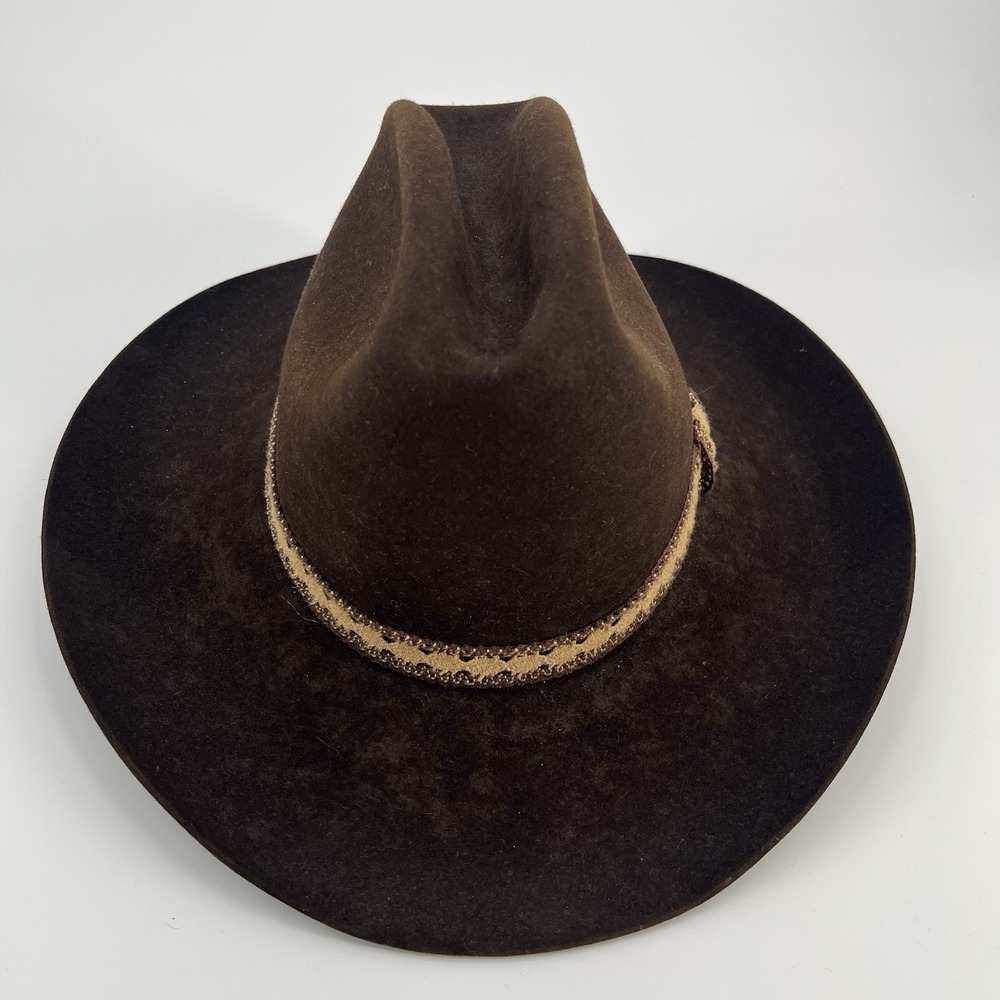 mens stetson cowboy hat 7 1/4 Felt Dark Chocolate Brown Western Boho Classic Vtg - Picture 4 of 10